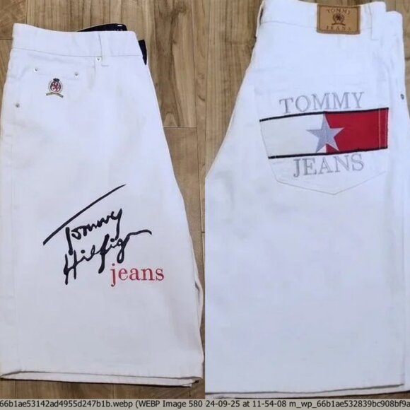 VTG Tommy Jeans Baggy Streetwear Big Flag Logo Denim Jean Shorts OG Y2K Skate 33 - Picture 15 of 15